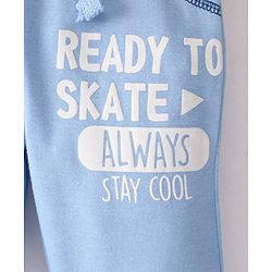 Babyhug Cotton Looper Knit Full Length Lounge Pant Text Print - Blue