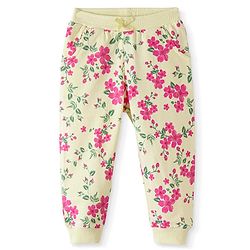 Babyhug Cotton Looper Knit Full Length Lounge  Pant Floral Print -  Yellow
