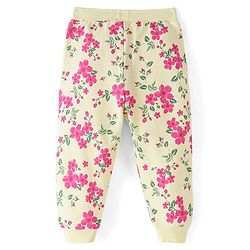 Babyhug Cotton Looper Knit Full Length Lounge  Pant Floral Print -  Yellow