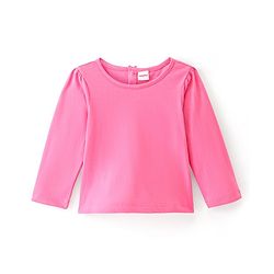 Babyhug Viscose Frock with Knit Full Sleeves Inner Tee with Floral Print & Applique - Pink & Navy Blue