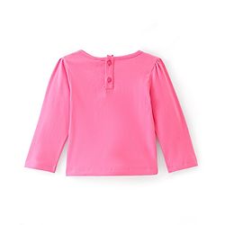 Babyhug Viscose Frock with Knit Full Sleeves Inner Tee with Floral Print & Applique - Pink & Navy Blue