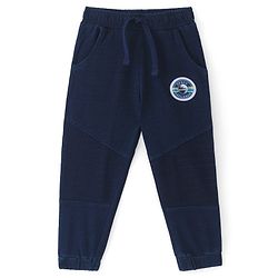 Babyhug Cotton Knit Full Length Solid Lounge Pant - Navy Blue