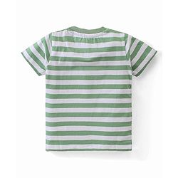 Babyhug 100% Cotton Knit Single Jersey Half Sleeves T-Shirt & Shorts With Text & Lion Embroidery - Green & Beige