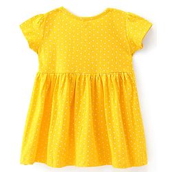 Babyhug Cotton Jersey Knit Half Sleeves Frock Floral Print Pack Of 2 - Yellow & Blue
