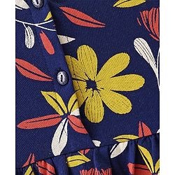 Babyhug Cotton Jersey Knit Half Sleeves Frock Floral Print Pack Of 2 - Yellow & Blue