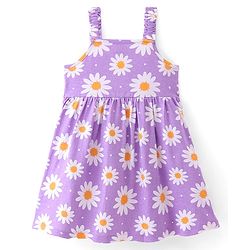 Babyhug Cotton Jersey Knit Half Sleeves Frock Floral Print Pack Of 2 - Yellow & Blue