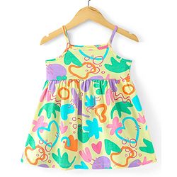 Babyhug Woven Sleeveless Frock with Denim Jacket Heart Print - Multicolour