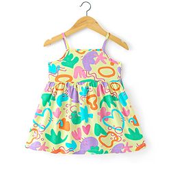 Babyhug Woven Sleeveless Frock with Denim Jacket Heart Print - Multicolour