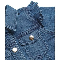 Babyhug Woven Sleeveless Frock with Denim Jacket Heart Print - Multicolour