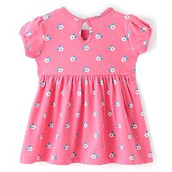 Babyhug 100% Cotton Jersey Knit Half Sleeves Frock With Floral Print Pack Of 2 - Multicolor