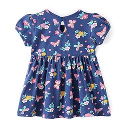 Babyhug 100% Cotton Jersey Knit Half Sleeves Frock With Floral Print Pack Of 2 - Multicolor