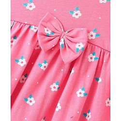 Babyhug 100% Cotton Jersey Knit Half Sleeves Frock With Floral Print Pack Of 2 - Multicolor