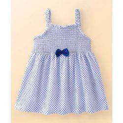 Babyhug Cotton Jersey Shoulder Strap Frock With Bow Floral Print - White