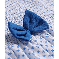 Babyhug Cotton Jersey Shoulder Strap Frock With Bow Floral Print - White