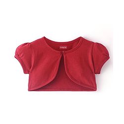Babyhug 100% Cotton Knit Strap Shoulder Striped Frock with Shrug - Pink & Red