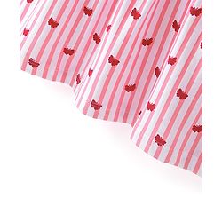 Babyhug 100% Cotton Knit Strap Shoulder Striped Frock with Shrug - Pink & Red