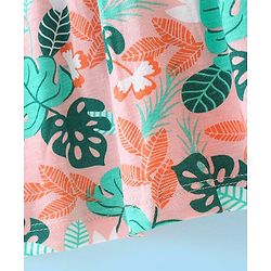 Babyhug 100% Cotton Knit Strap Shoulder Frock & Half Sleeves Shrug with Tropical Print - White & Green