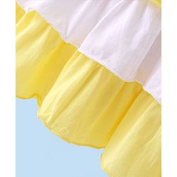 Babyhug 100% Cotton Jersey Knit Half Sleeves Flower Applique Striped Frock with Bloomer- Yellow