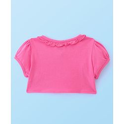 Babyhug 100% Cotton Knit Strap Shoulder Frock & Half Sleeves Shrug with Floral Print - Multicolor