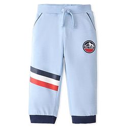 Babyhug Cotton Looper Knit Lounge Pant Text Print - Blue