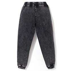 Babyhug Cotton Looper Knit Full Length Jogger Pant Cut & Sew Design Solid Colour   - Black