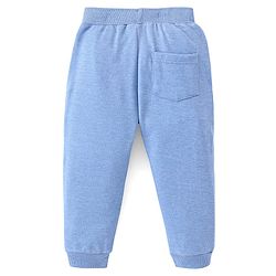 Babyhug Cotton Looper Knit Full Length Lounge  Pant Number Embroidery - Blue