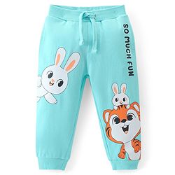 Babyhug Cotton Looper Knit Full Length Lounge Pant Tiger Print - Blue