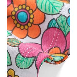 Babyhug Cotton Single Jersey Sleeveless Frock with Frill Detailing and Floral Print - Multicolour