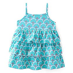 Babyhug Cotton Jersey Knit Frock with Half Sleeves  Inner T-Shirt Floral Print - Multicolor