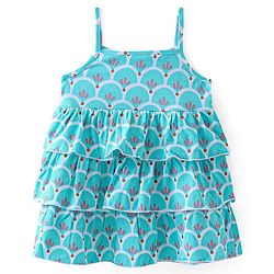 Babyhug Cotton Jersey Knit Frock with Half Sleeves  Inner T-Shirt Floral Print - Multicolor