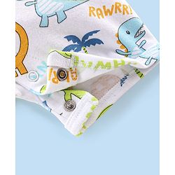 Babyhug 100% Cotton Interlock Knit Half Sleeves Romper Stripes & Dino Print Pack Of 2 - Multicolor