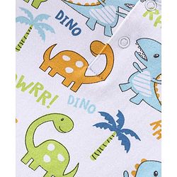 Babyhug 100% Cotton Interlock Knit Half Sleeves Romper Stripes & Dino Print Pack Of 2 - Multicolor