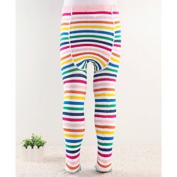 Cute Walk by Babyhug Anti Bacterial Footed Striped Tights  - Multicolor