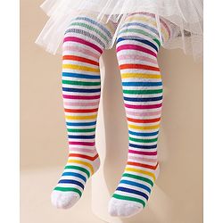 Cute Walk by Babyhug Anti Bacterial Footed Striped Tights  - Multicolor