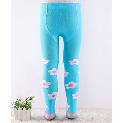 Cute Walk by Babyhug Cotton Antibacterial Footed Tights Floral Print -Blue