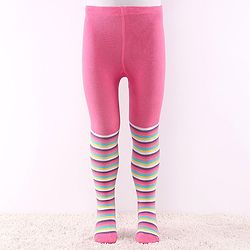 Cute Walk by Babyhug Anti Bacterial Footed  Tights Stripes & Polka Dot Design Pack of 2 - Multicolor