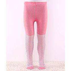 Cutewalk by Babyhug Anti-Bacterial Tights Unicorn & Stripes Print Pack of 2 - Pink & Blue