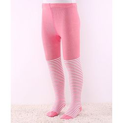 Cutewalk by Babyhug Anti-Bacterial Tights Unicorn & Stripes Print Pack of 2 - Pink & Blue