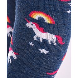Cutewalk by Babyhug Anti-Bacterial Tights Unicorn & Stripes Print Pack of 2 - Pink & Blue