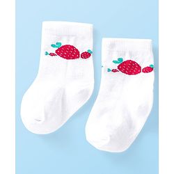 Cute Walk by Babyhug Anti-Bacterial Ankle Length Socks Strawberry Design Pack of 3 - Red & White