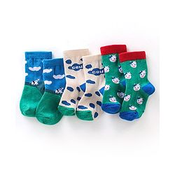 Cute Walk  By Babyhug Anti-Bacterial Ankle Length Socks Cow Design Pack Of 3- Green & White