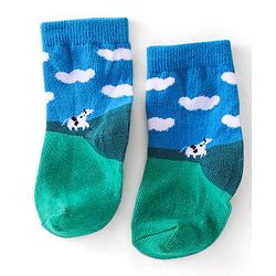 Cute Walk  By Babyhug Anti-Bacterial Ankle Length Socks Cow Design Pack Of 3- Green & White