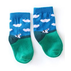 Cute Walk  By Babyhug Anti-Bacterial Ankle Length Socks Cow Design Pack Of 3- Green & White