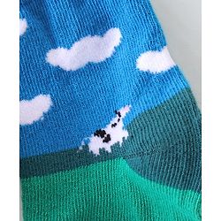 Cute Walk  By Babyhug Anti-Bacterial Ankle Length Socks Cow Design Pack Of 3- Green & White