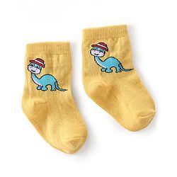 Cute Walk By Babyhug Anti-Bacterial Ankle Length Socks Dino & Tractor Design Pack Of 3- White Yellow & Blue