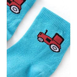 Cute Walk By Babyhug Anti-Bacterial Ankle Length Socks Dino & Tractor Design Pack Of 3- White Yellow & Blue