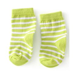 Cute Walk By Babyhug Anti-Bacterial Ankle Length Socks Striped & Teddy Bear Design Pack Of 3- White Green & Blue