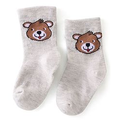 Cute Walk By Babyhug Anti-Bacterial Ankle Length Socks Striped & Teddy Bear Design Pack Of 3- White Green & Blue