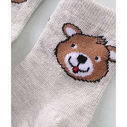 Cute Walk By Babyhug Anti-Bacterial Ankle Length Socks Striped & Teddy Bear Design Pack Of 3- White Green & Blue