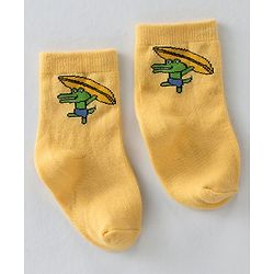 Cutewalk By Babyhug Anti-Bacterial Ankle Length Socks Teddy Bear & Crocodile Design Pack Of 3- Red Yellow & White